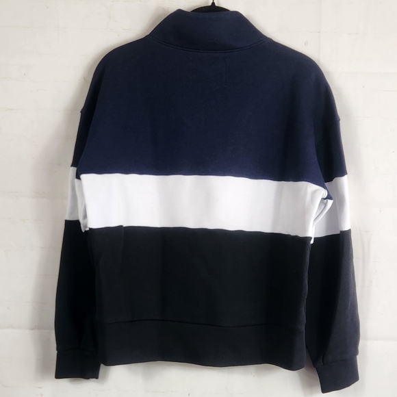 Addison Bay Preppy Athleisure Soft Luxe Varsity Quarter Zip Navy White Black XS - Picture 5 of 13